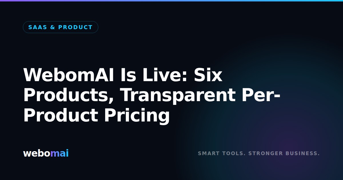 WebomAI Is Live: Six Products, Transparent Per-Product Pricing