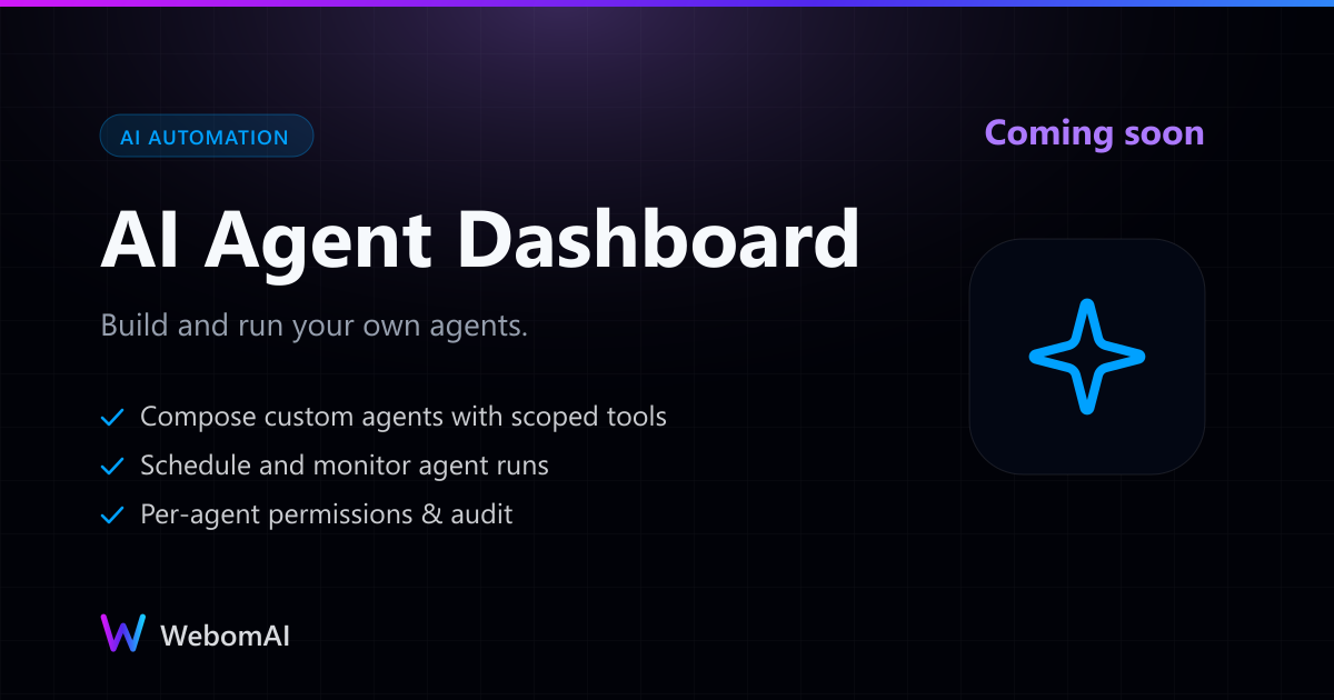 AI Agent Dashboard — Webom AI